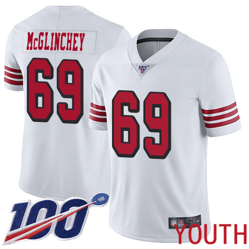 San Francisco 49ers Limited White Youth Mike McGlinchey NFL Jersey #69 100th Season Vapor Untouchable Rush